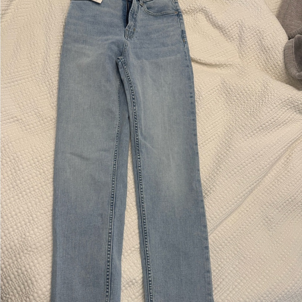 SPANX Women's Straight Leg Jeans in Light Blue